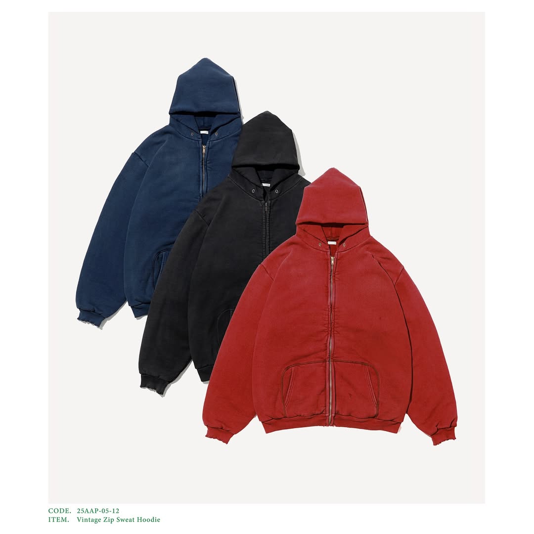 A.PRESSE 25AW Vintage Zip Sweat Hoodie